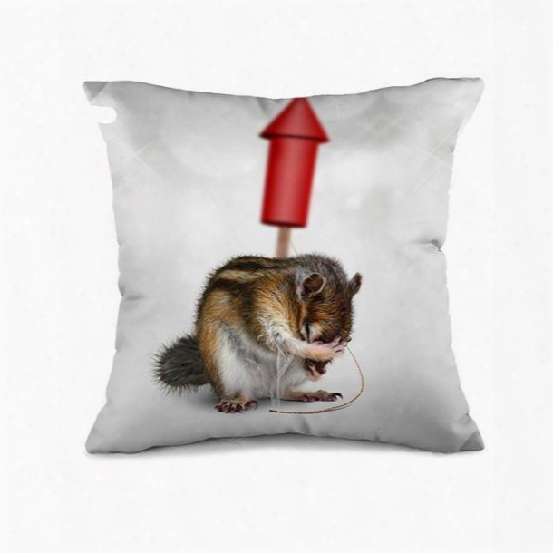 Funny Mouse And Firework Design Throw Pillow Case