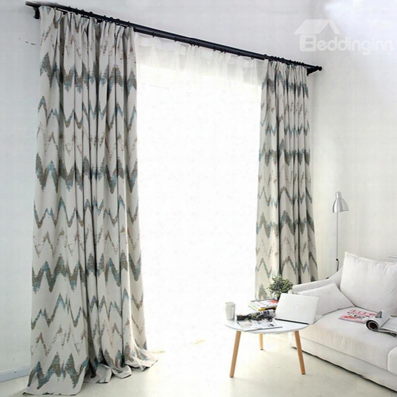Geometricp Attern Cotton And Linen Blackout Custom Curtain