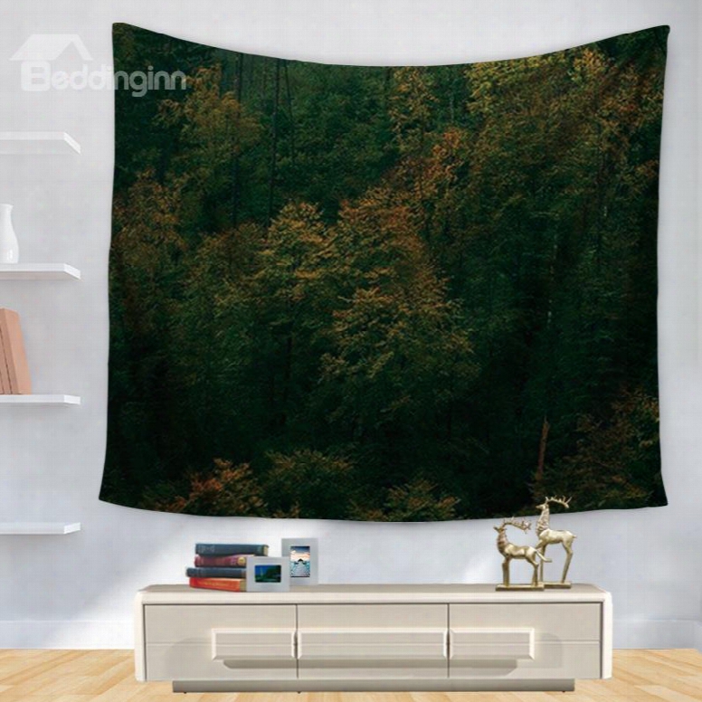 Gloomy Dark Background Forest Trees Pattern Decorative Hanging Wall Tapestry