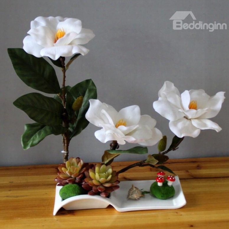 Gorgeous Artificial Mangnolia Design Home Decorative Flower Sets