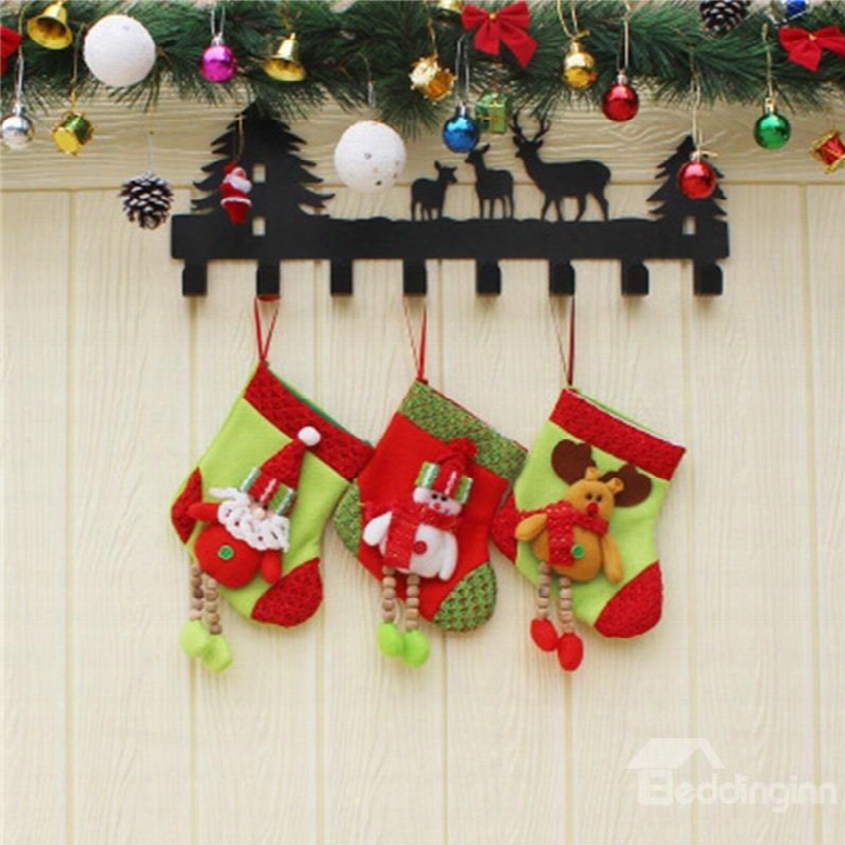 Hanging Legs Decoration Classic Non-woven Fabric And Wool Christmas Stocking