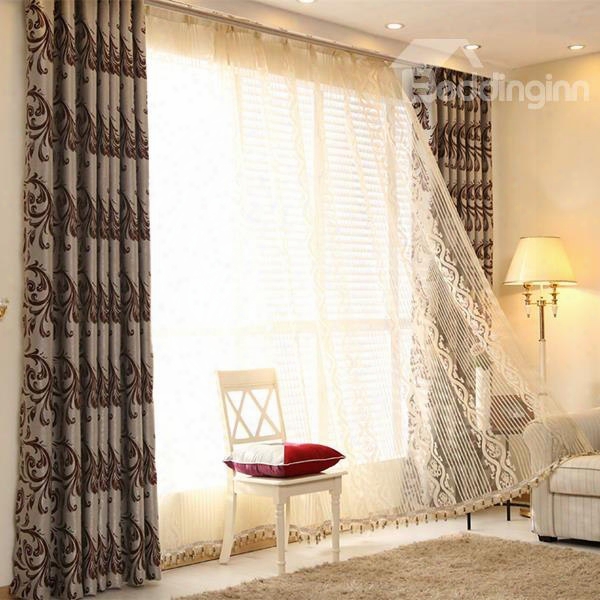 Jacquard In Double Side Thicken Chamois Blackout Grommet Top Curtain