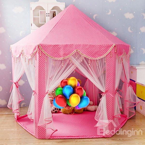 Large Pink Polka Dots Princess Style Kids Indoor Tent