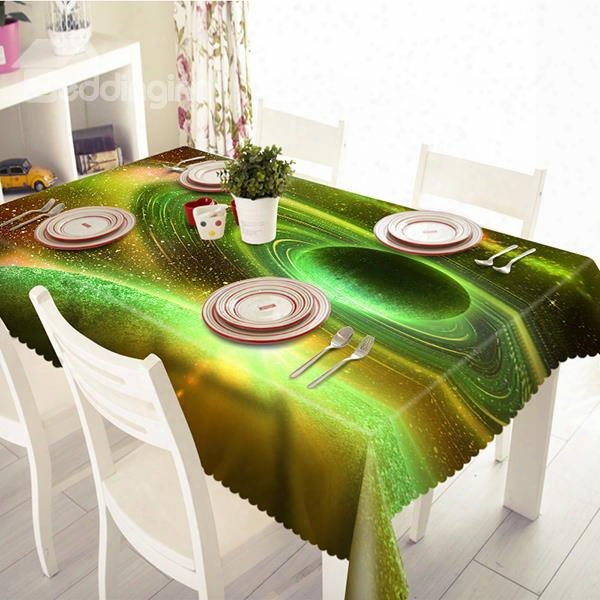 Light Green Olyester Planet Pattern 3d Tablecloth