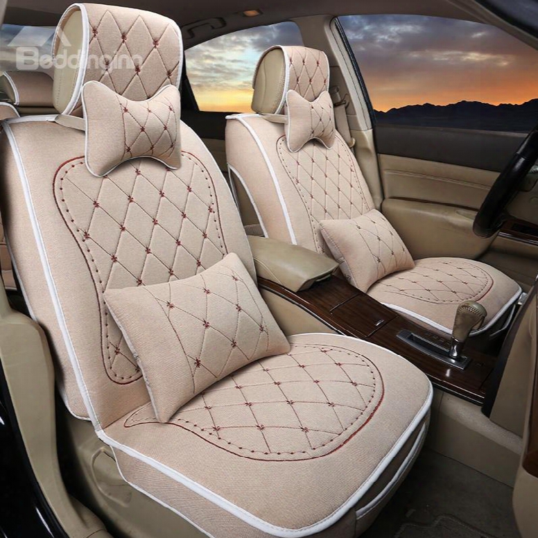 Luxurious Eleegant Design Embroidered Patterns Soft Universal Car Seat Coversset