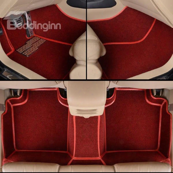 Luxury Red Seam Design Durable Pvc And Velvet Material Custom Fit Car Floor Mats