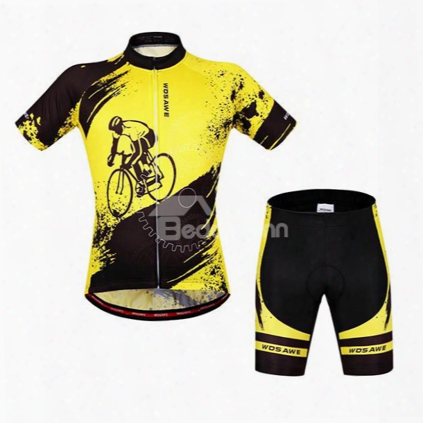 Mens Yellow 3d Padded Shorts Set Outdoor Sports Jersey Cycling Clothing