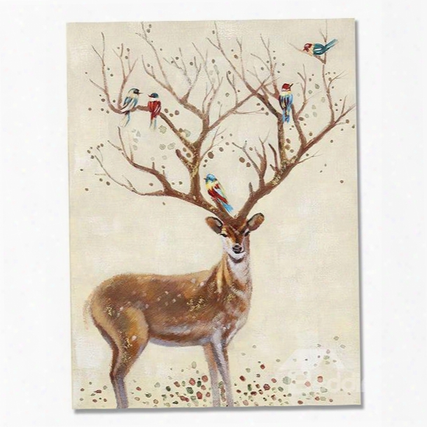 Multicolor Pop Art Deer Ready To Hang Oil Painting