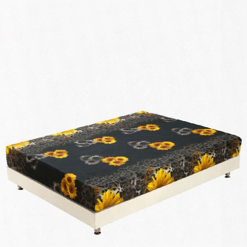 New Arrival Amazing Yellow Sunflowers Print 3d Fitted Sheet