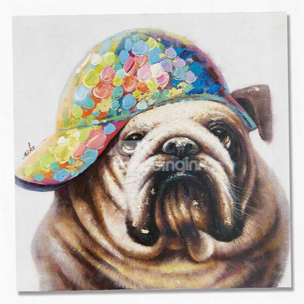 New Arrival Pop Art Cute Bulldog Oil Painting