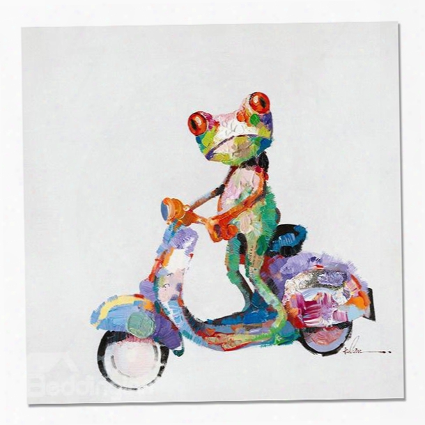 New Arrival Warm Color Abstract Bicycle Frog Oil Painting