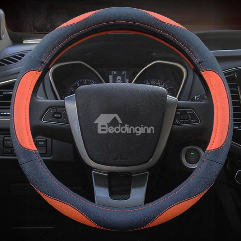 New Style Perfect Match Contrast Color Pattern Pu Material Car Steering Wheel Cover