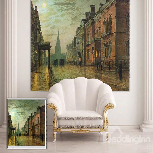 Oil Painting Retro London Street Printing Blackout 3d Roller Shades