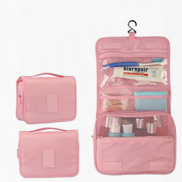 Pink Hanging Toiletry Bag Cosmetic And Makeup Travel Organizer