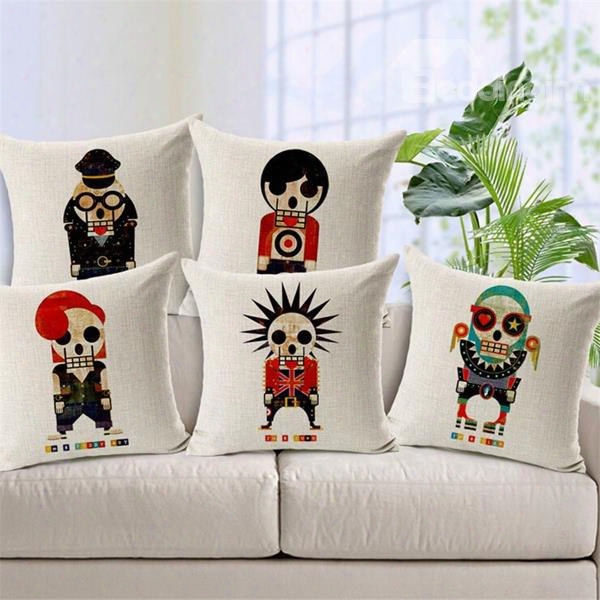 Pop Design Skull Print Throw Pillow Case