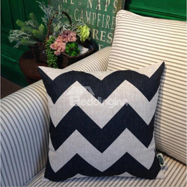 Popular Black And White Ripple Print Throw Pillowcase