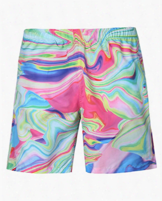 Popular Gradient Pattern Multicolor 3d Beach Shorts