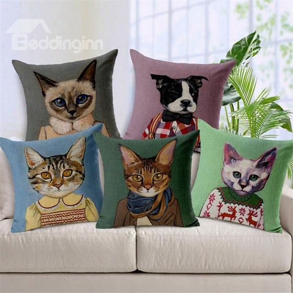 Popular Likable Kitty Print Throw Pillow Case