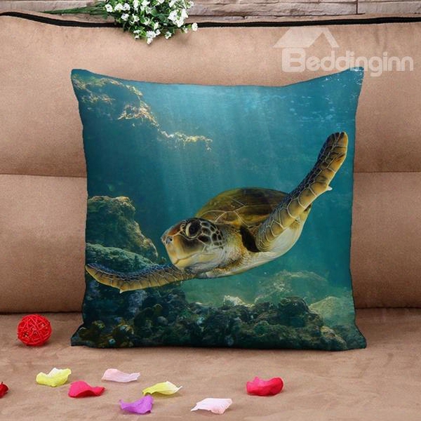 Popular Swimming Turtle Print Throw Pillow Case