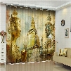 3D Buildings and Sculptures Printed Exotic Style Decorative and Blackout Room Curtain