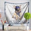 Cartoon Bulldog with Blue Hat and Scarf Pattern Decorative Hanging Wall Tapestry