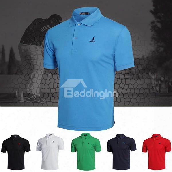 Pure Color Simple Roll Lapel Outdoor Jersey Men Quick Drying Shrit