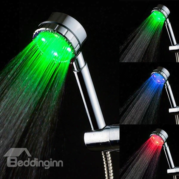 Rainfall 3 Colors Changing According To Temperature Handhold Led Shower Head