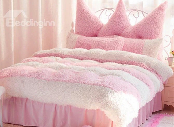 Romantic Color Block 4-piece Velvet Bedding Sets/duvet Cover
