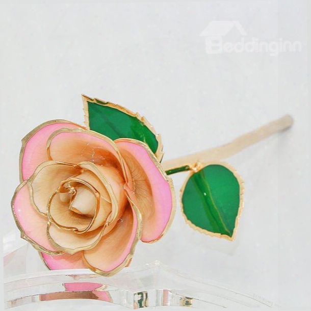 Romantic Forever Love Never Fade Pink 24k Gold Rose