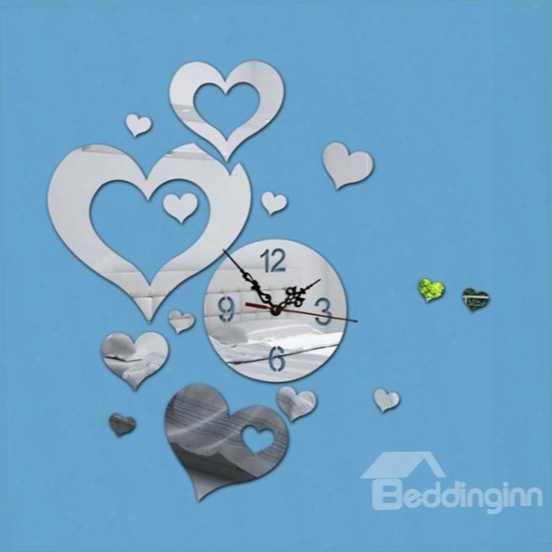 Round Acrylic With Heart Shaped Decoration Hand And Digital Wall Clock