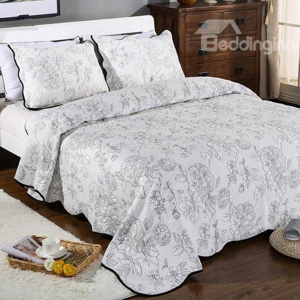 Simple But Fashionable Floral Print 3-piece Bed In A Bag