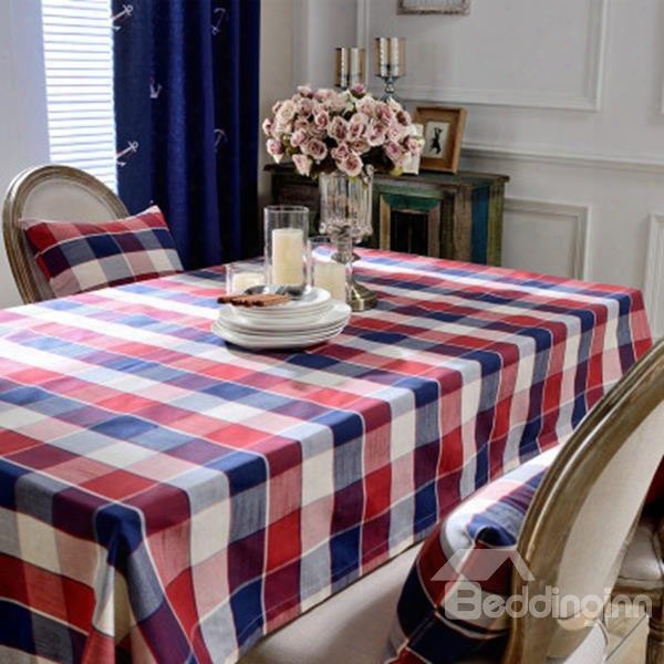 Simple Style Colorful Check Pattern Washable Home Tablecloth
