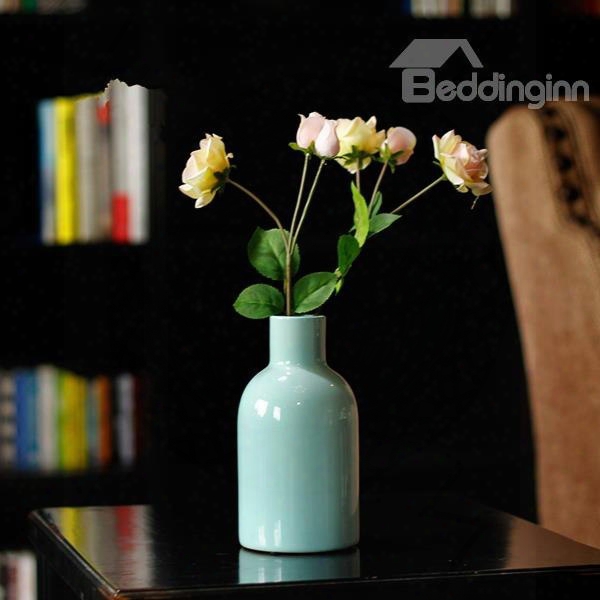 Simple Style Pure Color Ceramic Flower Vase Desktop Decoration Painted Pottery