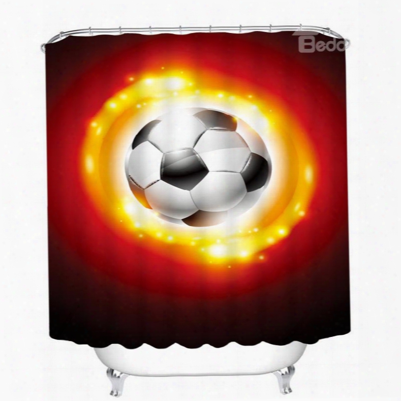 Sparkling Soccer Printing Bathroom 3d Shower Curtain