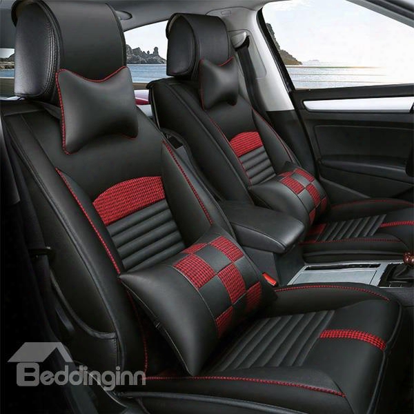 Special Fashion Grid Design Durable Leatherette Universal Five Car Seat Cover