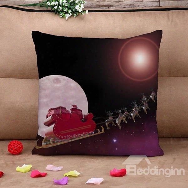 Splendid Santa Steady Sleigh Print Throw Pillow Case