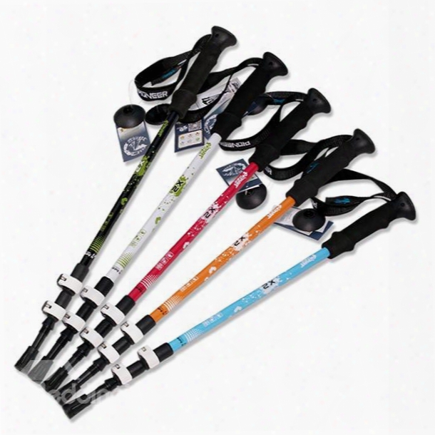 Straight Shank Triarticular Adjustable Hiking Sticks Poles Alpenstock