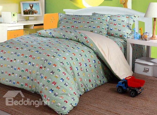 Super Cute Colorfu Rabbits 4-piece Cotton Duvet Cover Sets
