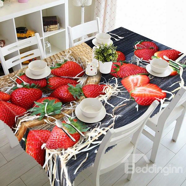 Unique Design Strawberry And Basket Pattern 3d Tablecloth