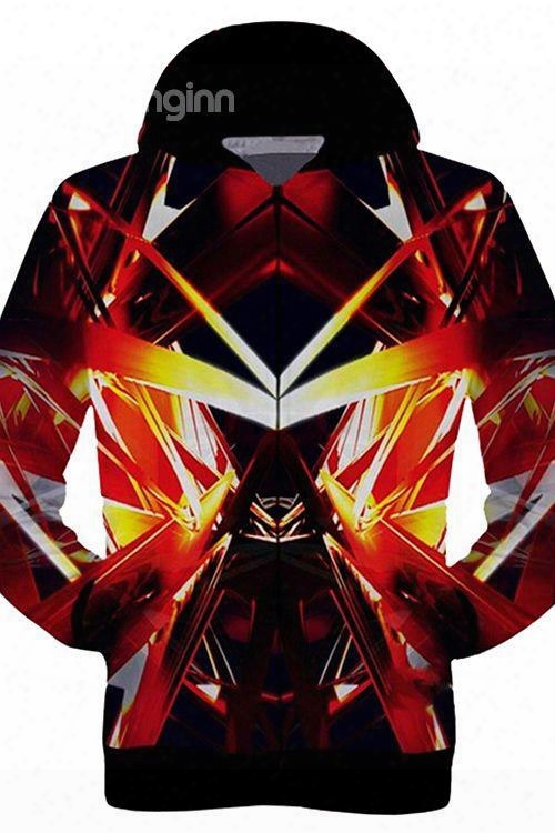 Unique Long Sleeve Abstract Pattern Zipper Hoodie For Men
