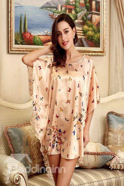 Unique Loose Fashional Design With Flower And Butterfly Sleepshirt