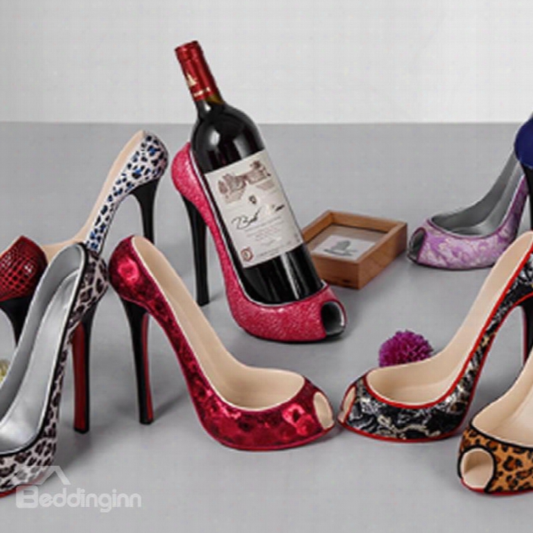 Unique Resin And Cloth High Heel Manual Wine Rack