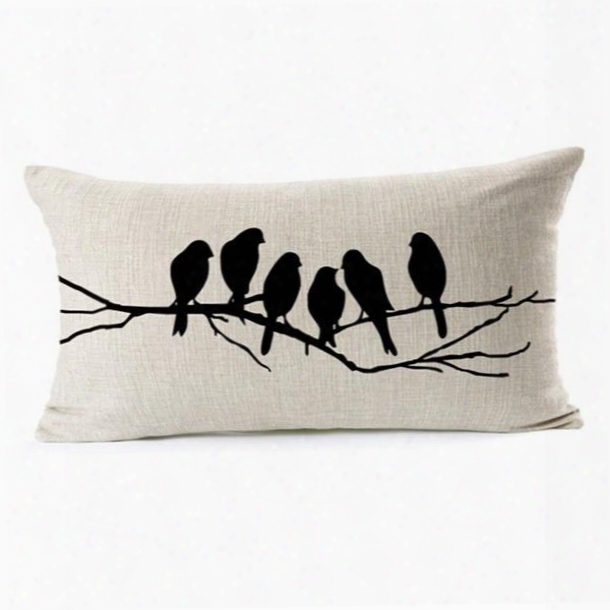 Vintage Style Lovely Bird Print Throw Pillow Case