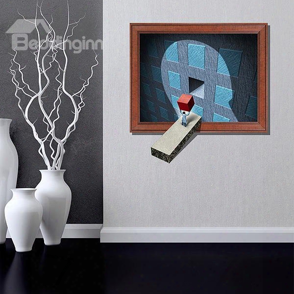 Vivid Design Person Holding A Square Item Pattern 3d Wall Sticker