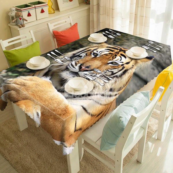 Vivid Polyester Tiger Pattern 3d Tablecloth