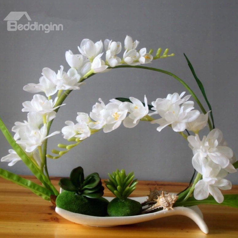 White/purple/red Phalaenopsis And Flower Pot Artificial Flower Set