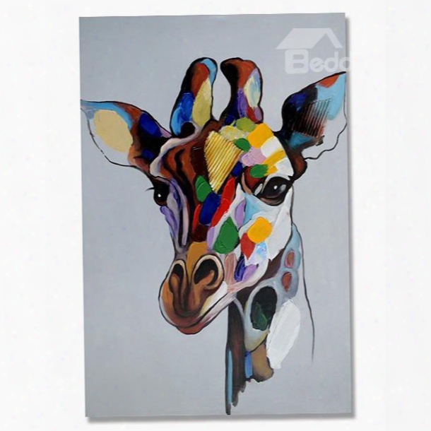 Wonderful Pop Art Ready To Hang Giraffe Style Oil Painting