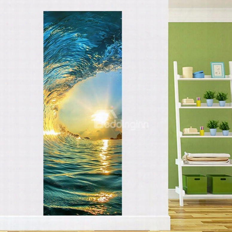 30␔79in Sun And Sea Tide Pvc Environmental And Waterproof 3d Door Mural