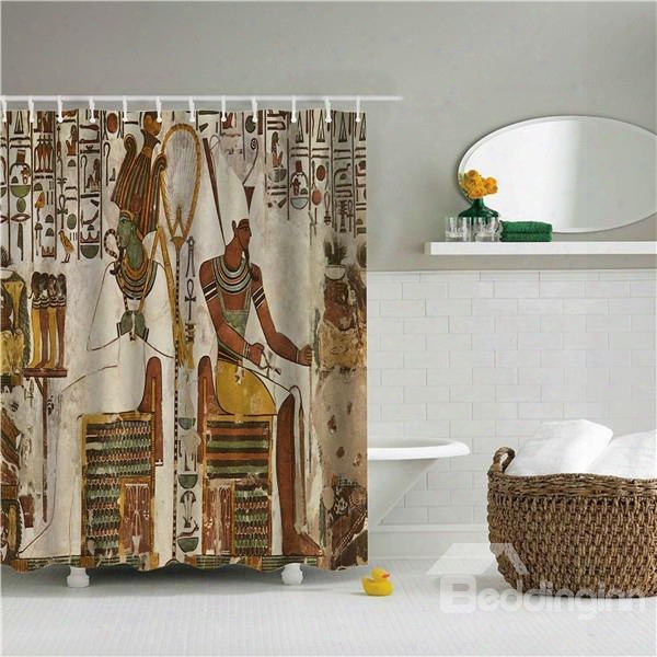 3d Ancient People Printed Egyptian Style Polyester Bathroom Shower Curtain
