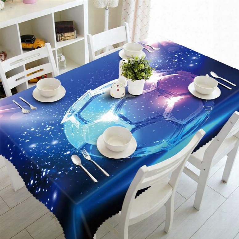 3d Football With Blue Background Printed Home And Party Table Runner Cover Cloth